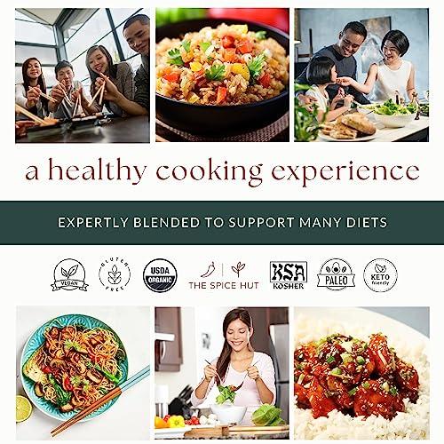 The Spice Hut Organic Thai Seasoning Spice Blend, with Salt, Authentic Thai Spice and seasonings for Cooking Flavorful Food - Pad Thai, Chicken Satay, Noodle, Curries, and Meat / All-Natural, Kosher, Vegan, Gluten Free, Keto -No MSG- 4oz Glass Jar