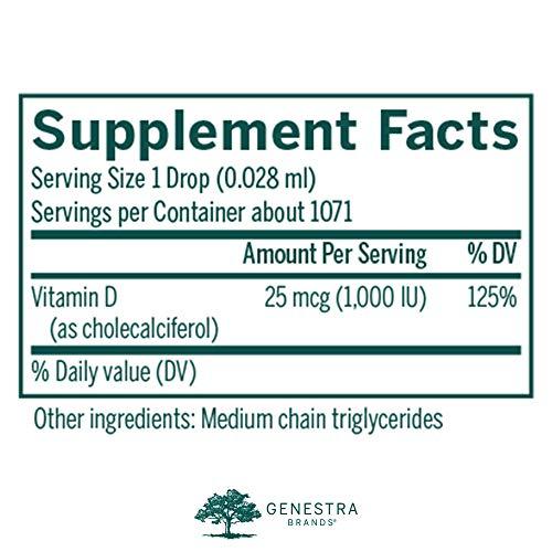 Genestra Brands Genestra Brands D3 1000 Drops | Liquid Vitamin D Supplement | 1 fl. oz.