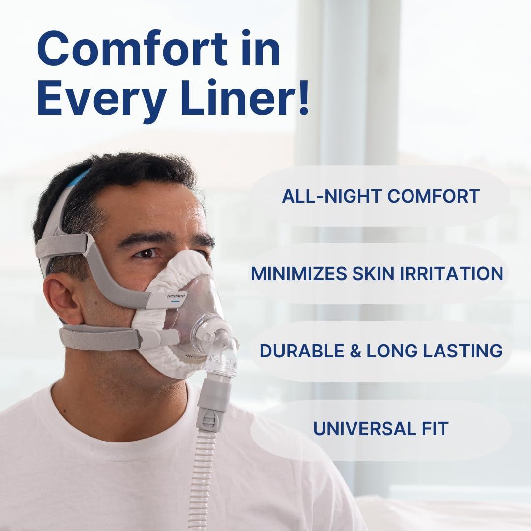 Snugell Snugell CPAP Mask Liners Full-Face (4-Pack) White Soft Cotton Fabric CPAP Skin Protector for Universal Fit Reduces Skin Irritation, Air Leaks Reusable & Washable for 6-Month Supply