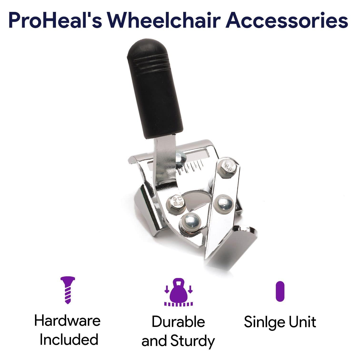 ProHeal Universal Wheelchair Brakes - Heavy-Duty Wheelchair Parts and Accessories - Secures Patient Wheel Chair with Brakes Replacement - Right Wheel Brake