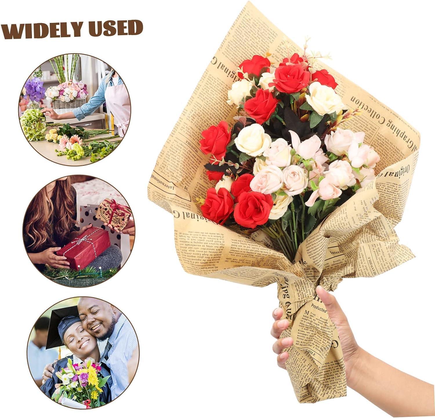 YIJUANGFA 45 Sheets Vintage English Newspaper Flowers Bouquet Wrapping Paper for Bridal Wedding Gift Flower Packaging,Photo Prop,Decoration Supplies Waterproof Thick 20x28 Inch Classic Newsprint Wrapping Paper