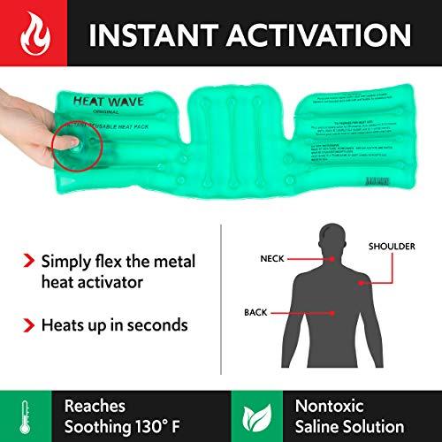 Heat Wave Made in USA: Heat Wave Instant Reusable Heat Packs- Back/Shoulder/Neck (6 x 18”), Reusable Heat Pack for Muscle Aches, Pain Relief, Click Heat