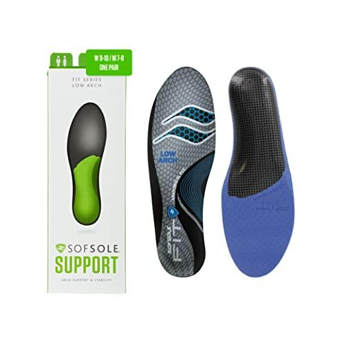 Sof Sole Sof Sole Men's Low Arch Unisex FIT Support Insoles, Grey, Women's 13-14/Men's 11-12