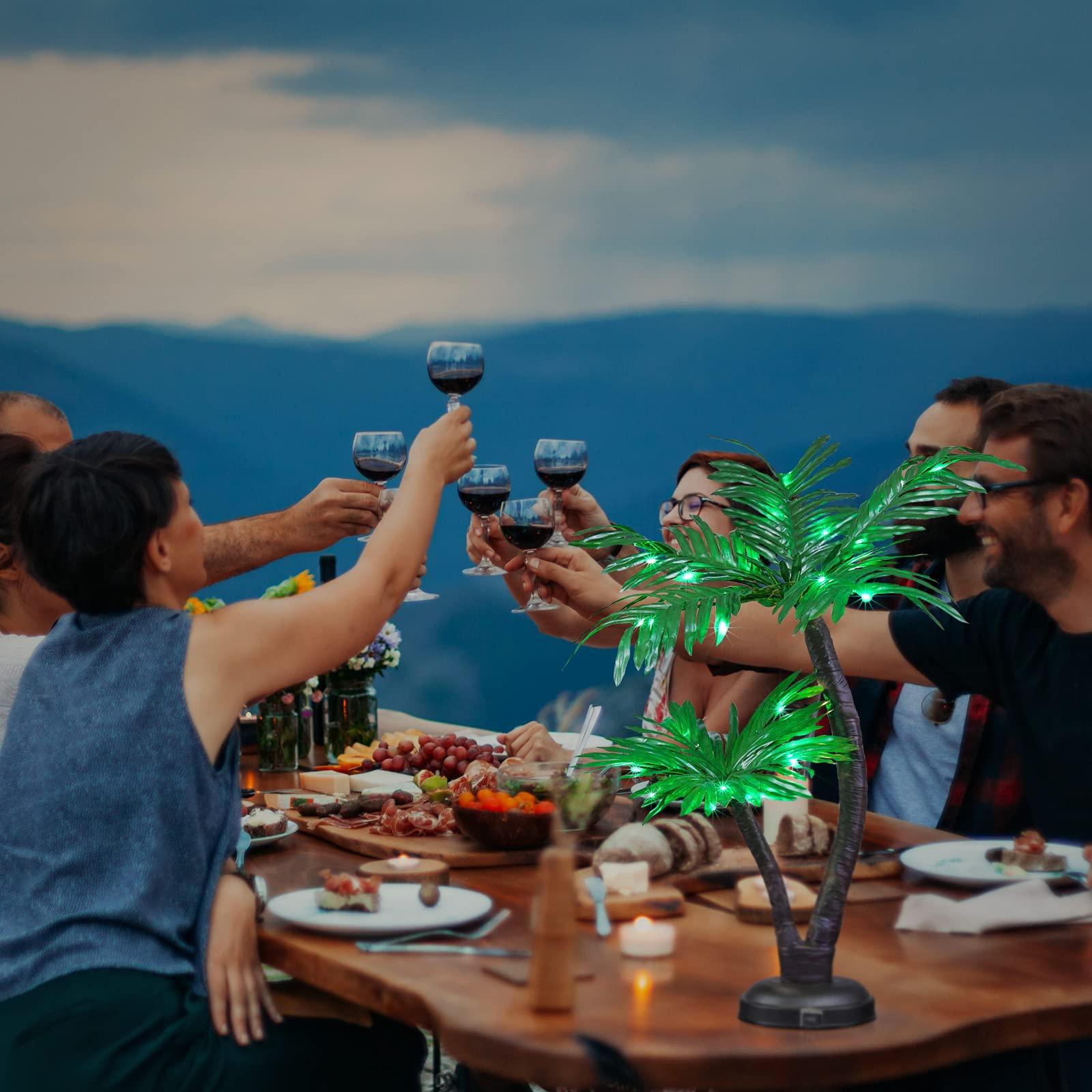 SPIRIT STAR CHRISTMAS CENTER 7FT Lighted Palm Tree and 24Inch Palm Tree Bonsai Light for Indoor Outside Tropical Tiki Hawaii Summer Christmas Decoration