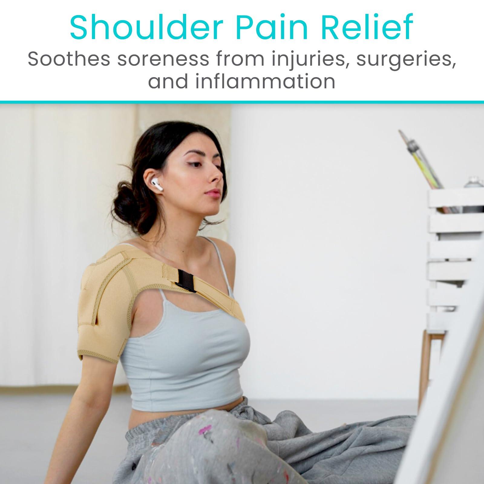 Vive Vive Shoulder Brace for Women - Injury Recovery Compression Support Sleeve - for Rotator Cuff Injuries, Arthritis, Sprain, Dislocation, PT - Targeted Inflammation Pain Relief (Beige, Medium)