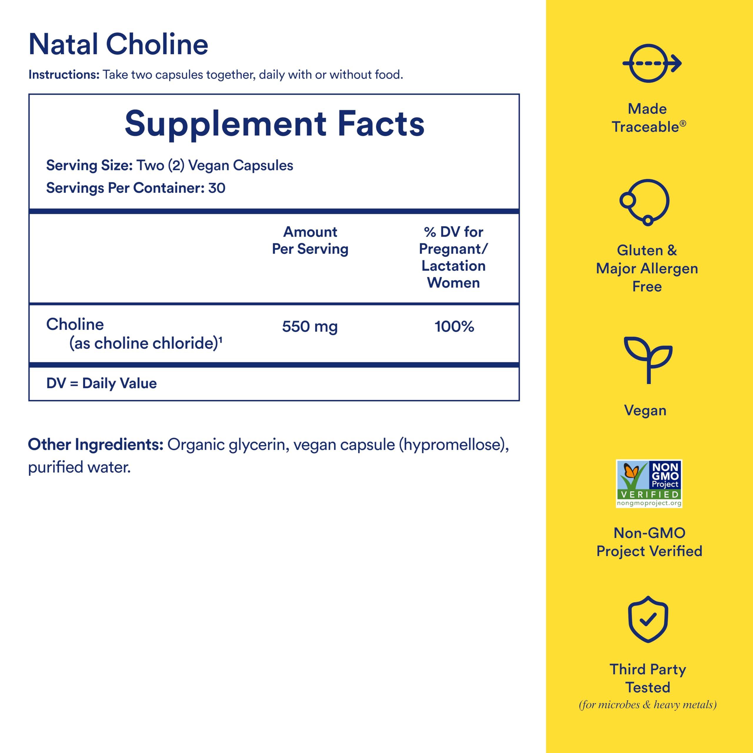 Ritual Ritual Natal Choline Supplement, 550mg, Supports Babys Cognitive Function When Taken During Pregnancy and Choline Content in Breastmilk*, 30 Day Supply