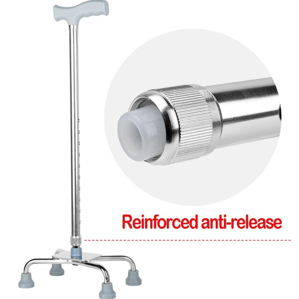 NineLife Basics Adjustable Quad Cane, Free Standing Walking Cane, Walking Sticks for Men, Women, Seniors and Disabled, 1 Unit