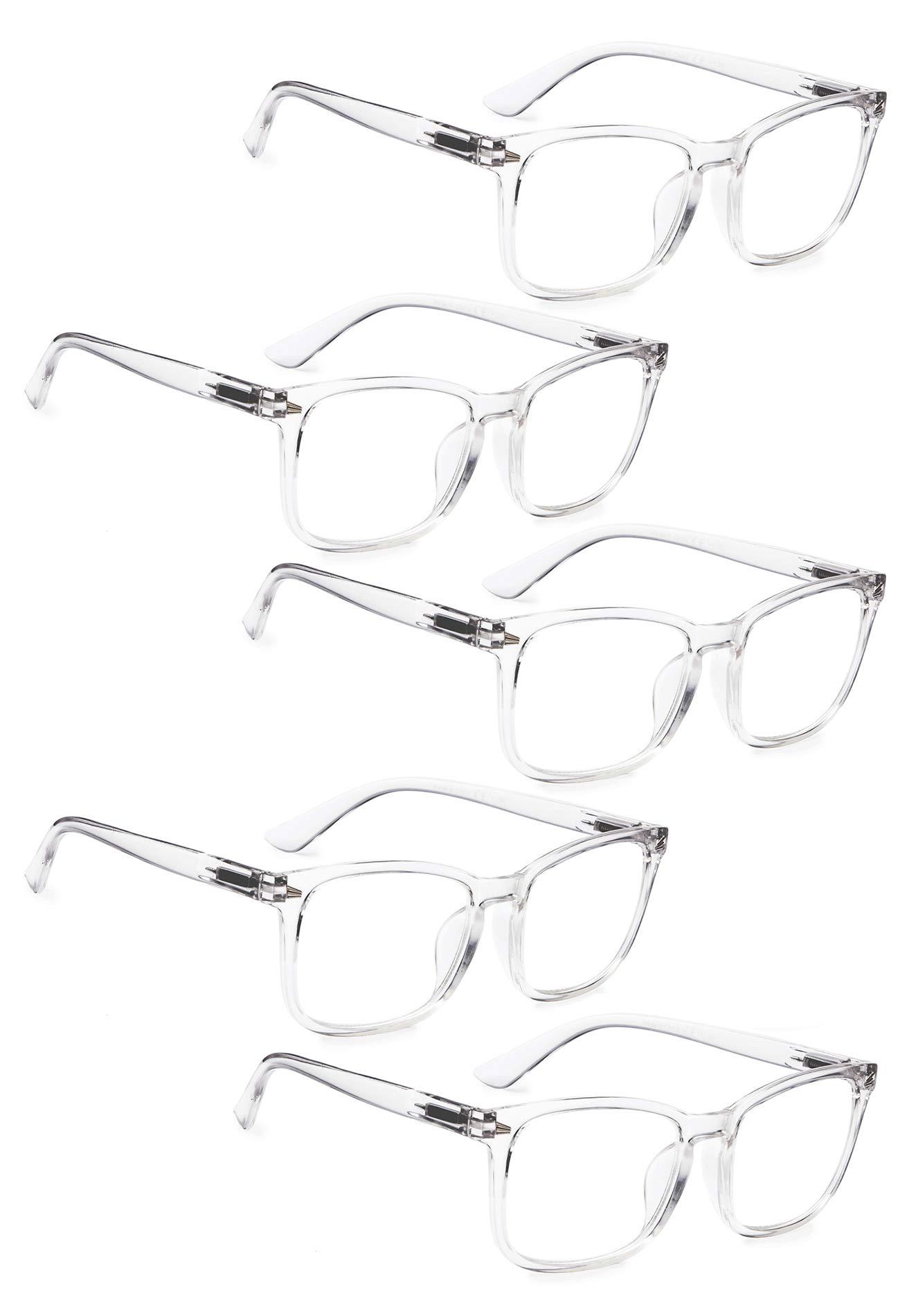 LUR READING GLASSES 5 pack Stylish Womens Readers (Transparent, 3.00)