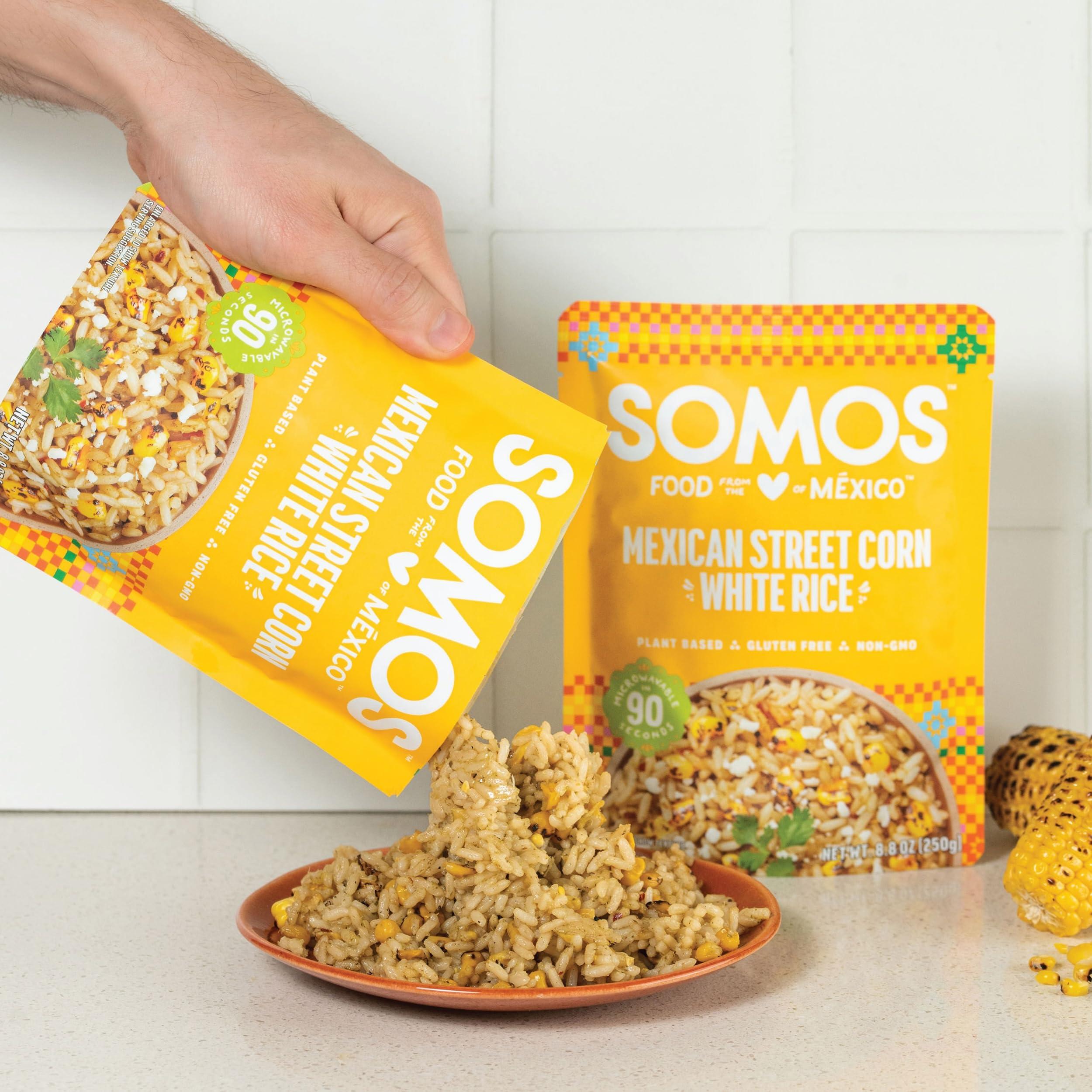 SOMOS SOMOS Mexican Street Corn White Rice Gluten Free, Non-GMO, Vegan & Microwavable Meals Ready to Eat - Delicious, Healthy & Convenient - Perfect for Burrito Bowls, Tostadas & More | 8.8 oz (Pack of 6)