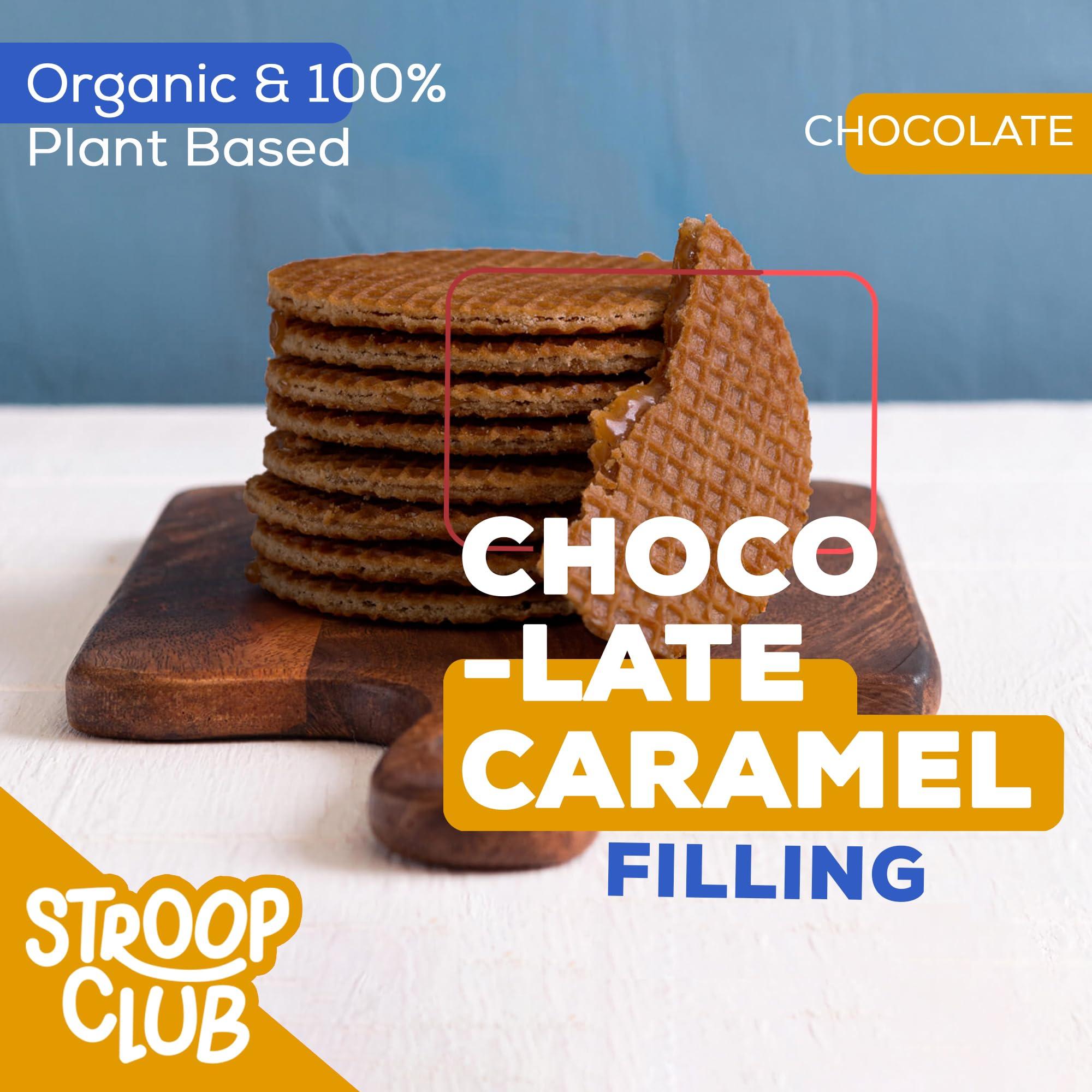 Stroop Club Stroop Club Organic Chocolate Infused Stroopwafel Caramel Treats | Vegan, Plant-Based and Dutch-Approved Indulgence - 12 Chocolate Waffle cookies (6 Pack of 2)