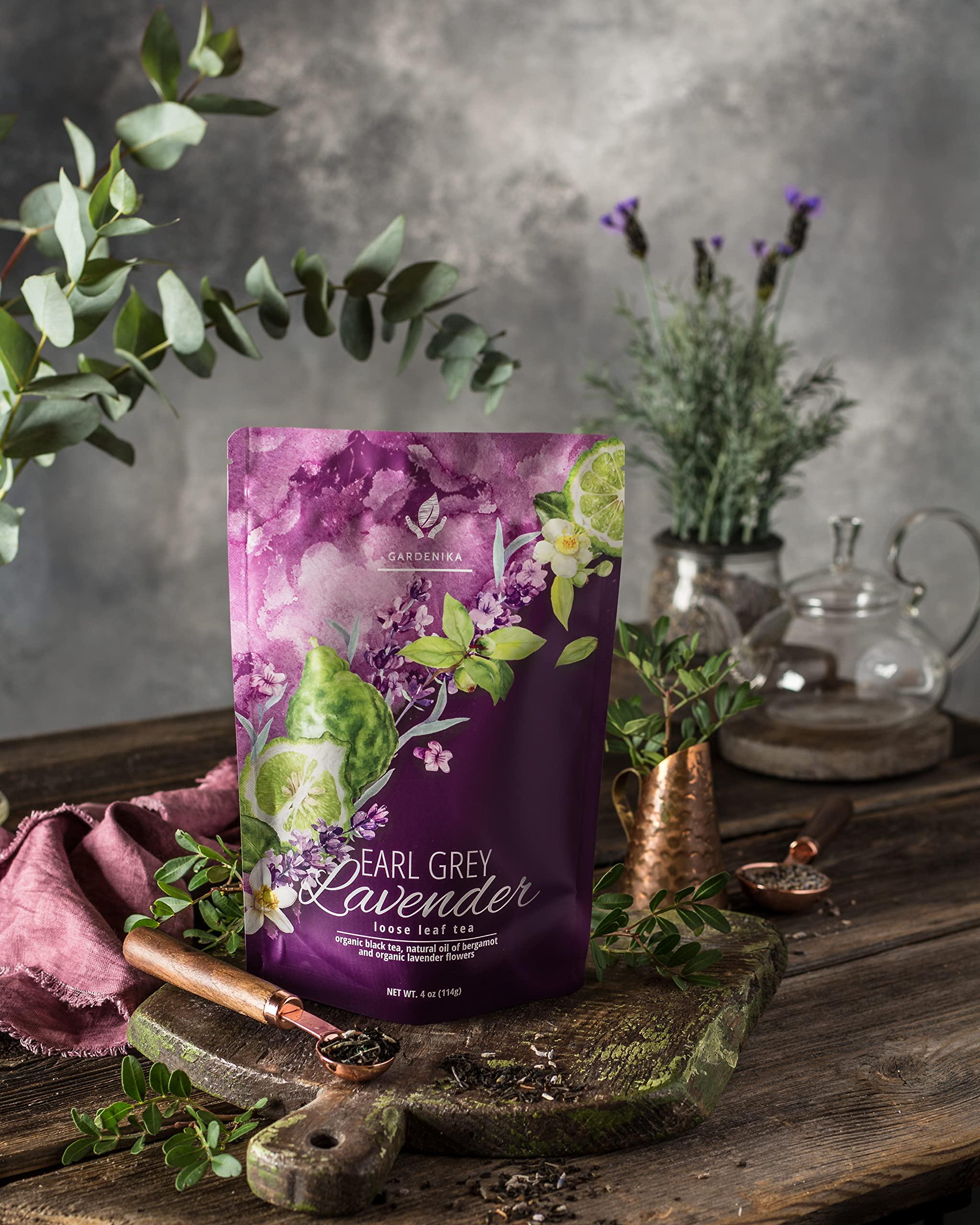 Gardenika Gardenika Organic Earl Grey Loose Leaf Tea with Lavender and Bergamot Oil, Caffeinated Black Leaves, Kosher, No Natural or Artificial Flavors - 4 oz