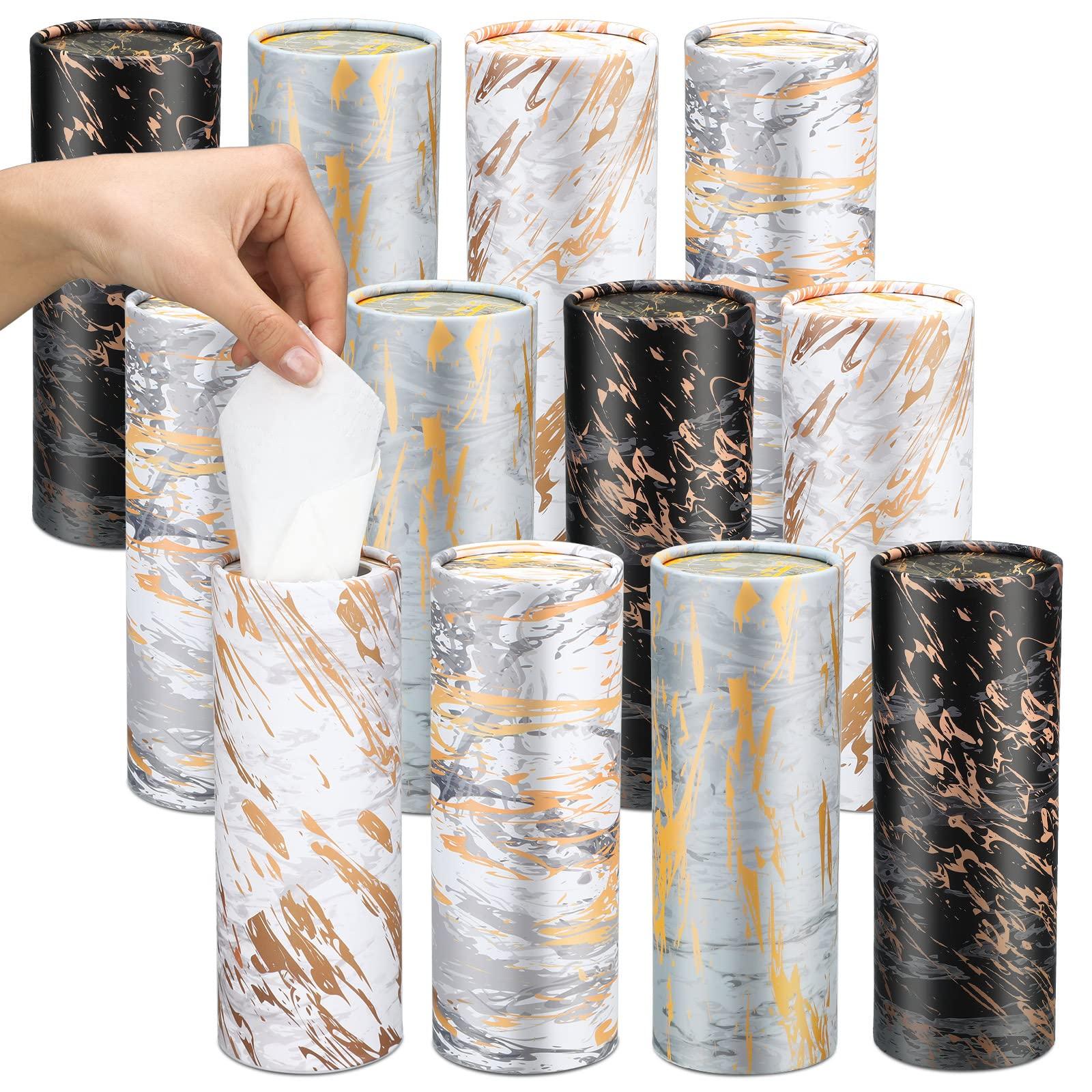 Thenshop Thenshop 12 Pack Car Tissues Cylinder with Facial Tissues Bulk Car Tissues Holder Boxes Decorative Container for Car Home Travel Everyday Tissues Refill