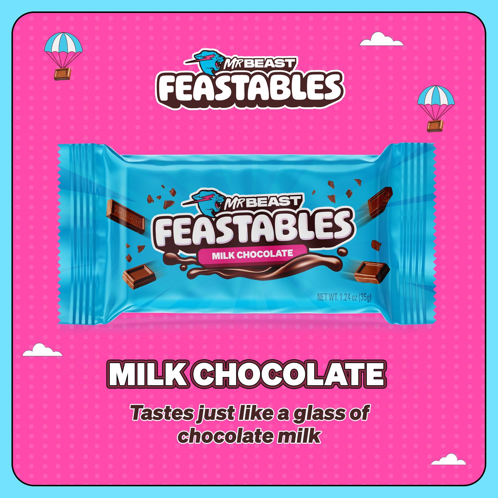 RINIUL Feastables by MrBeast Milk Chocolate Chocolate Bar, 1.24 oz (35g), 24 count