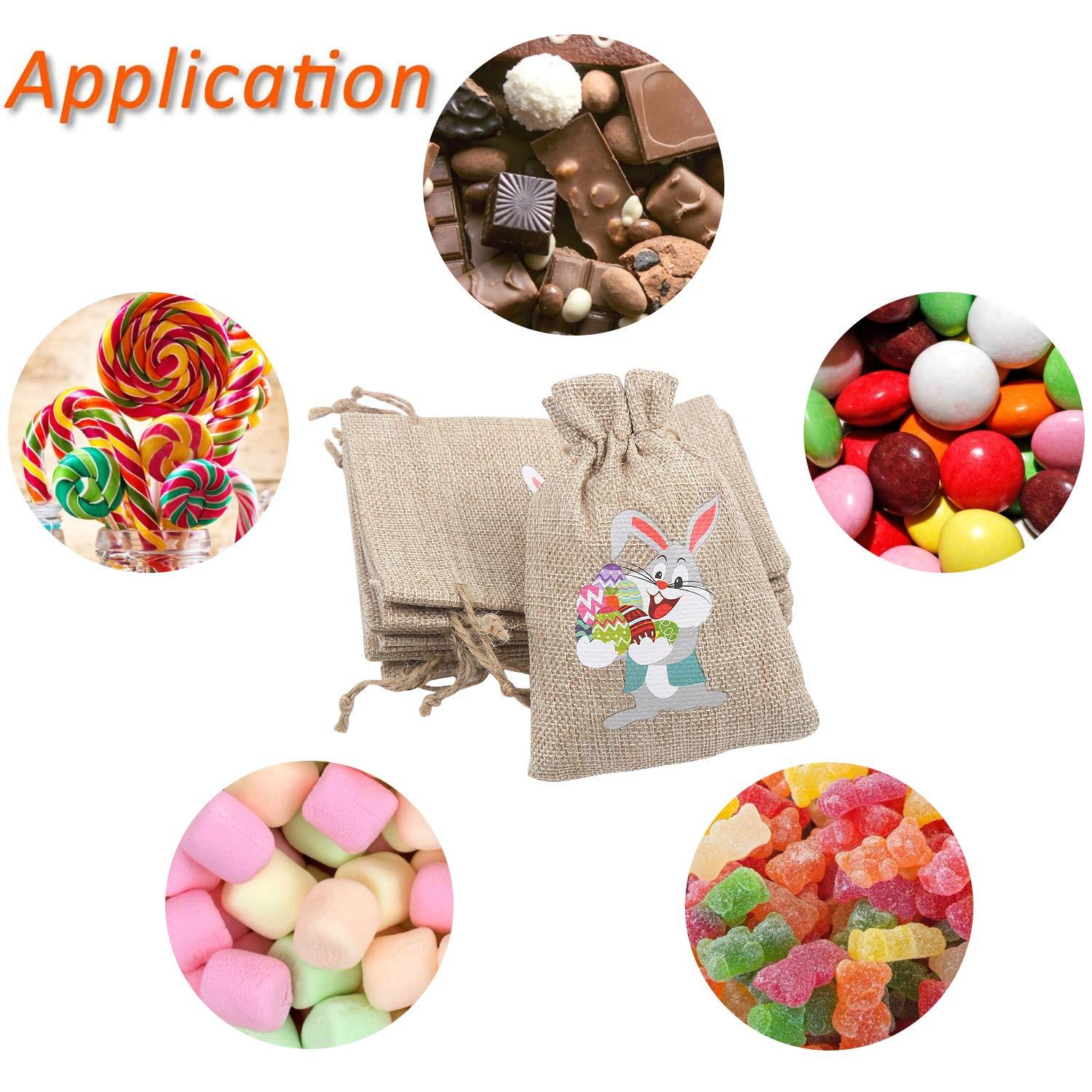 DIYASY DIYASY Easter Burlap Gift Bags, 36 Pcs Bunny and Chick Candy Bags with Drawstrings for Kids Easter Party Favor