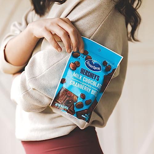 Ocean Spray Ocean Spray HERSHEYS Milk Chocolate Dipped Cranberry Bites, Chocolate Covered Dried Cranberries, 5 Oz Pouch (Pack of 12)