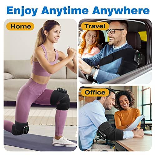 MOAJAZA MOAJAZA Knee Massager with Heat and Vibration, Cordless Knee Heating Pad Shoulder Brace, Heated Knee Elbow Shoulder Brace Wrap for Arthritis (Pack of 2 Black)