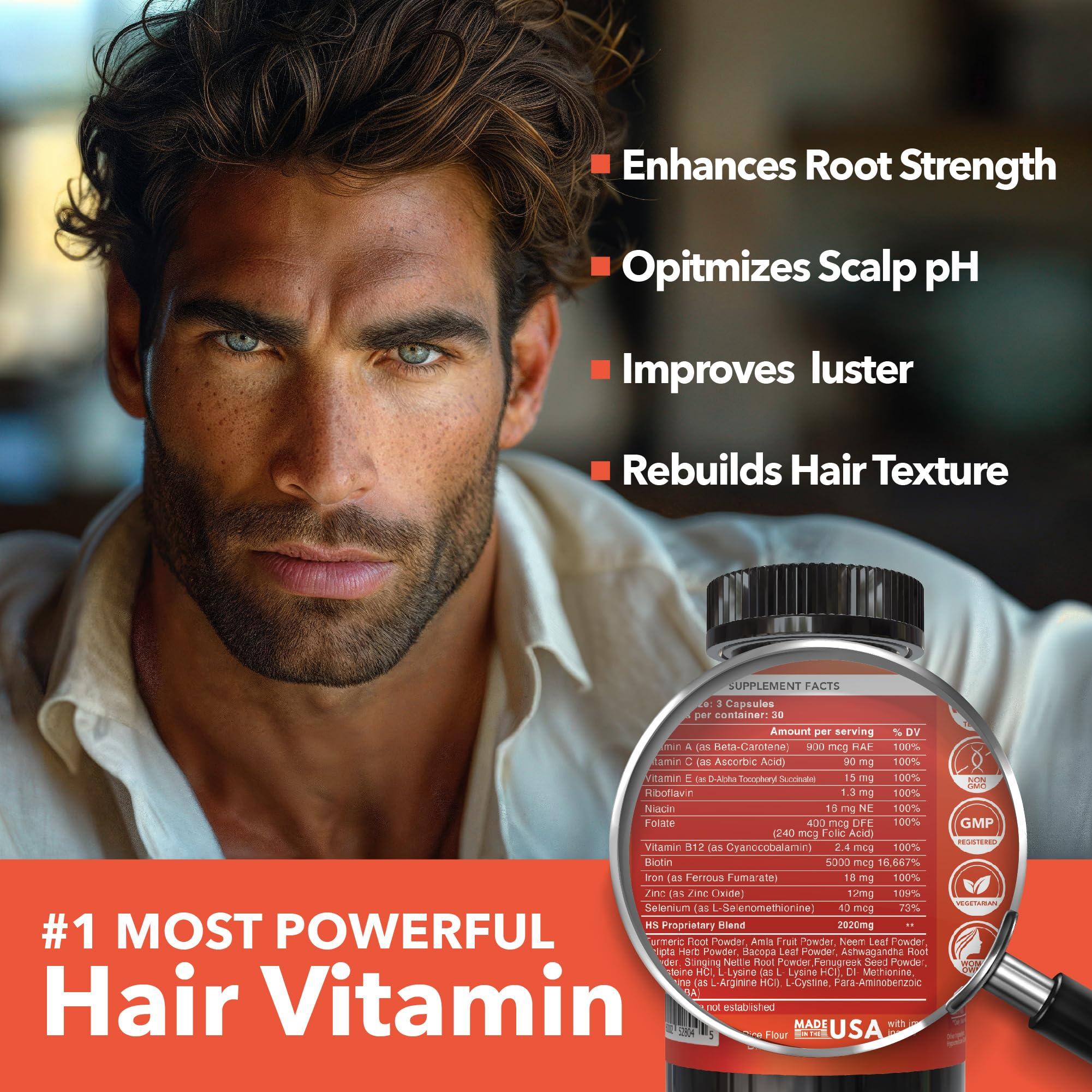 HairSmart HairSmart H5 Grow+ Hair Vitamin Supplement  Biotin, Ayurvedic Herbs & 5 Nutrient Groups for Hair Growth, Density & Strength | Best Hair Growth Supplement for Men and Women