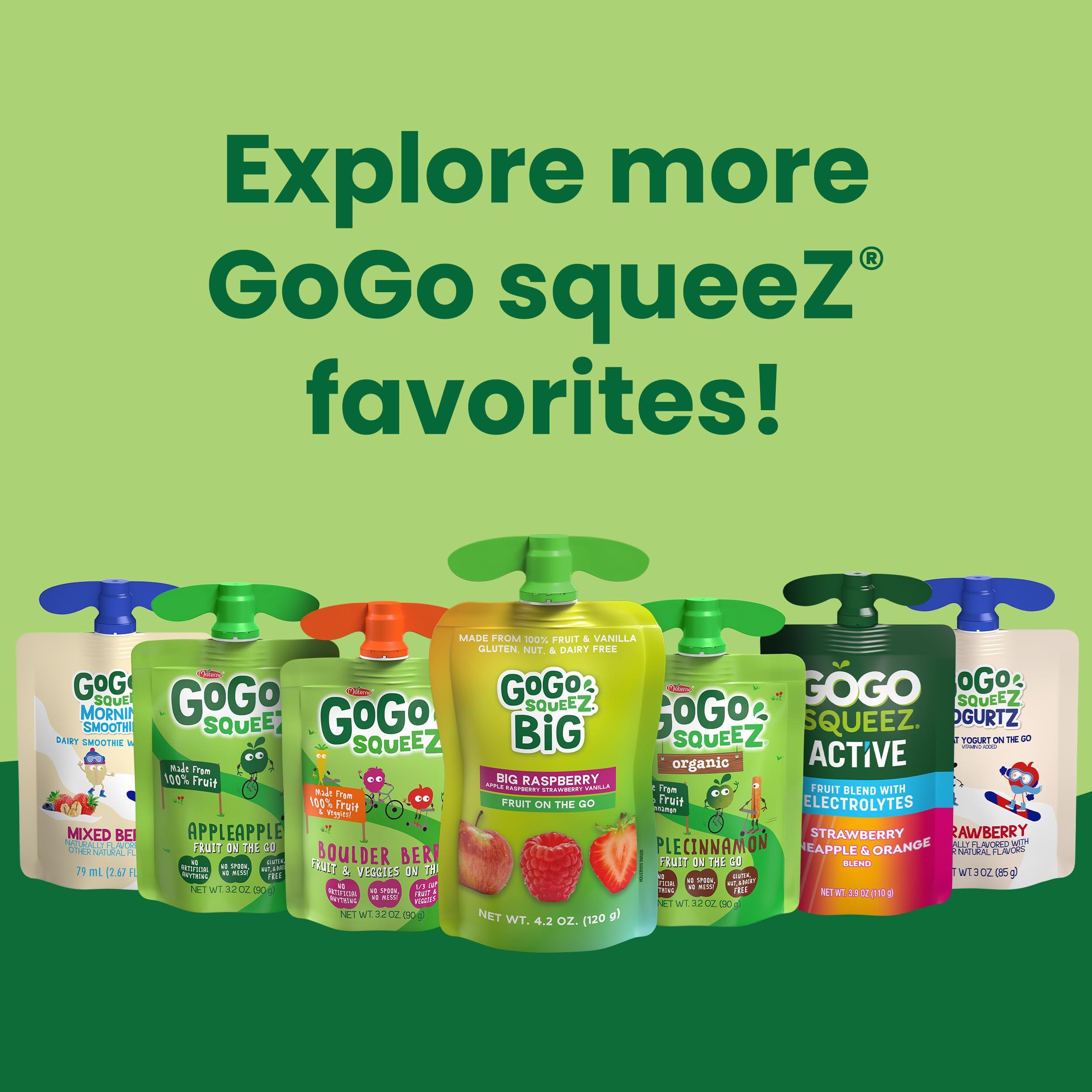 GoGo SqueeZ GoGo squeeZ Fruit & veggieZ Applesauce and Puree Variety Pack, Jurassic Pear, Roarrrr Berry & Prehistoric Peach, 3.2 oz (Pack of 20), Unsweetened Snacks for Kids, BPA Free Pouches