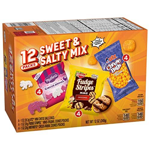 Keebler Keebler Sweet & Salty Mix, Keebler Fudge Stripes, Mother\'s Circus Animals, Utz Mini Cheese Balls, 1 Oz. (Pack of 12)