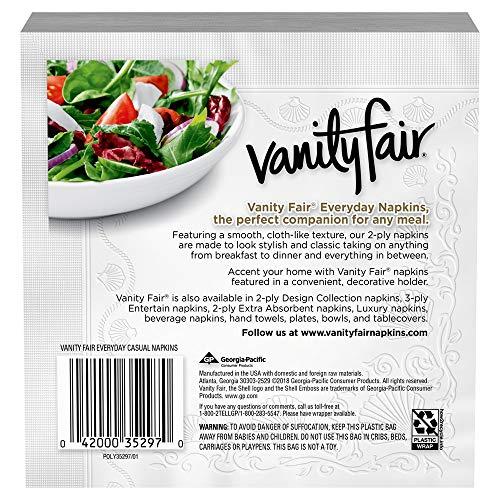 Vanity Fair Vanity Fair Everyday Casual Paper Napkins, Classic White, 100 Count (Pack of 12)