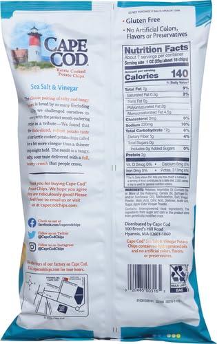 Cape Cod Cape Cod Potato Chips, Sea Salt and Vinegar Kettle Chips, 7.5 Oz (Pack of 2)