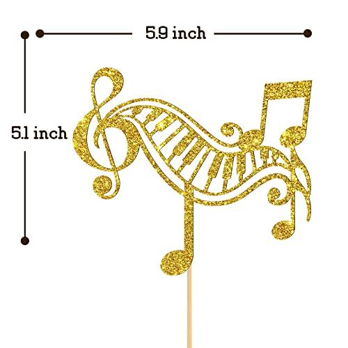 Birthday Queen Golden Glitter Music Cake Toppers, Music Cake Decoration for Girls, Music Symbol Notes Decorations, Happy Music Notes Cake Topper, Wedding / Baby Shower / Musical Theme Party Supplies