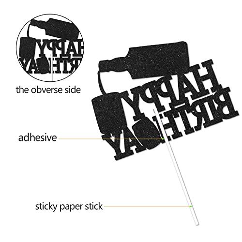 LHCING Whisky Happy Birthday Cake Topper - Aged To Perfection 30th 40th 50th Birthday Glitter WhisKey Cake Topper - Men Vintage Birthday Cake Decoration