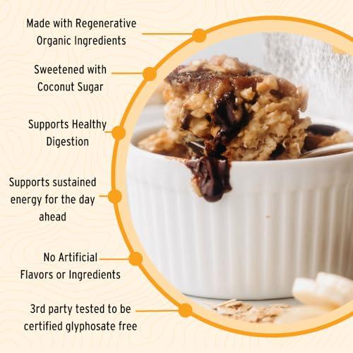 Wildway Wildway Organic Rolled Oats, Overnight Oats | Glyphosate-Free, Gluten-Free Oatmeal | Non-GMO, Plant-Based Protein | Regenerative, Sustainable, Traceable Organic Oats | Banana Nut | 9 Oz