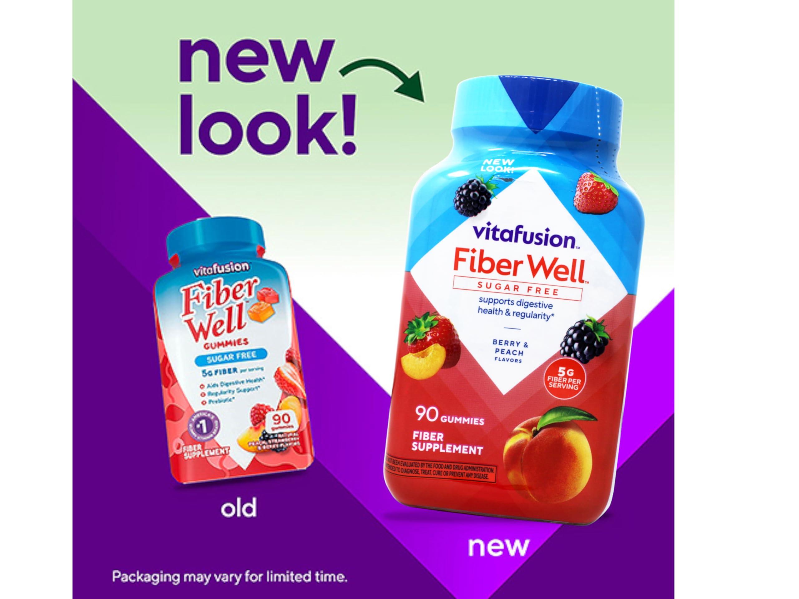 Vitafusion Vitafusion Fiber Well Sugar Free Gummies Dietary Supplement, Peach/Strawberry/Berry, 90 Ct (6 Pack) (Bundle)