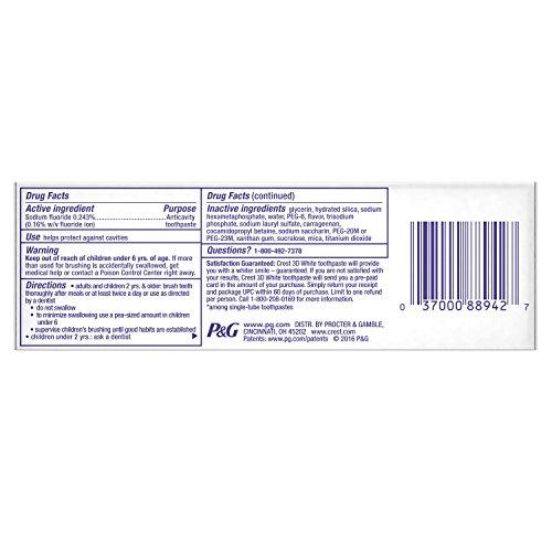 Crest 3 D Pâté Brilliance Blanche - 4 X 4,1 Oz Haiti