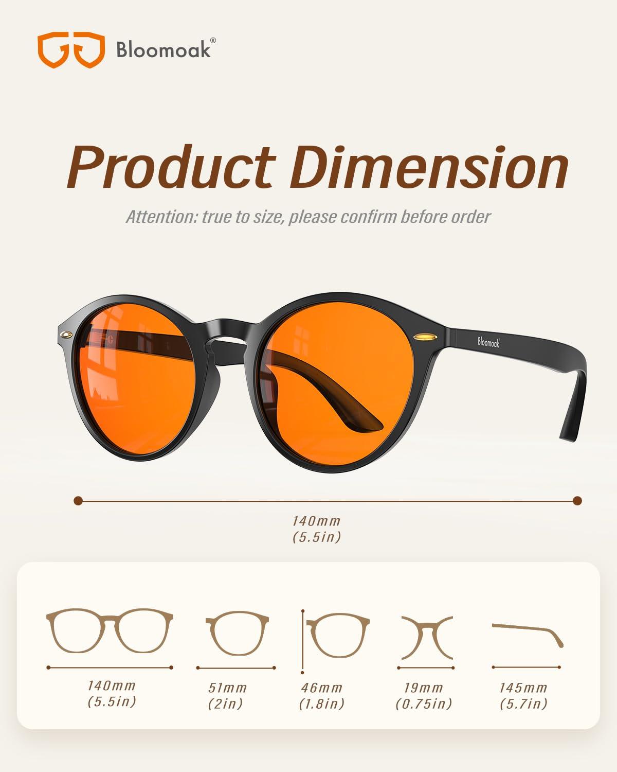 Bloomoak Bloomoak 99% Blue Light Blocking Glasses,Retro Round Glasses,Relieve Eye Fatigue,Improve Sleep,For Screens/Games