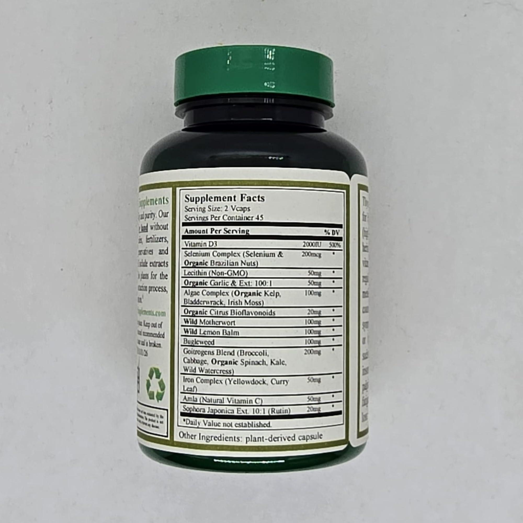 Green Organic Supplements Green Organic Supplements Thyroid & Hypothyroidism, High Absorbable, Non-GMO, Gluten-Free