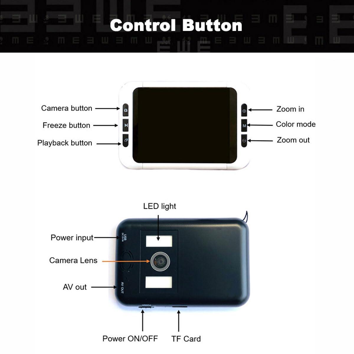 BDJSN BDJSN Portable Electronic Vision Aid, 3.5inch Magnifying Glass, 32x Handheld Large Screen Digital Vision Aid, Can Take Pictures and Connect to TV for The Elderly and Visually Impaired for Reading