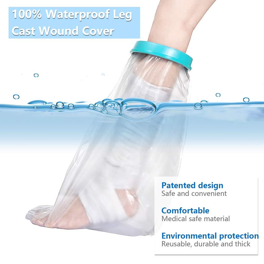 Clheatky Kids Leg Cast Cover Waterproof Leg Cast Cover for Shower Bath Watertight Plastic Protection Keep Bandage Dry, Reusable Foot Cast Protector for Leg, Knee, Foot, Ankle Wound17.5inch)