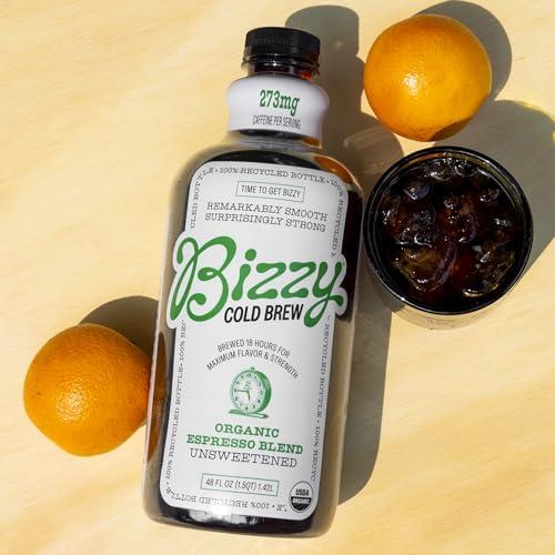 Bizzy Bizzy Cold Brew Coffee Organic Espresso Blend Unsweetened 48oz, green