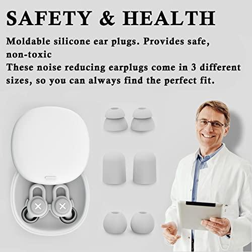 MONCAR Ear Plug for 40dB Noise Cancelling Earbuds Soft Silicone Earplug for Sleeping Anti Snoring Devices Hearing Protection for Noise Sensitivity and Flights 10 Ear Tips in XS S M L Gray