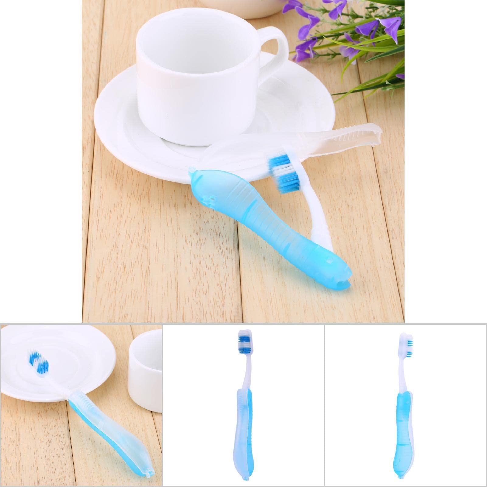 Semme Travel Folding Toothbrush, On The Go Folding Feature Medium Bristle Brushes for Travel and Camping School, Collapsible Toothbrush for Hiking and Traveling