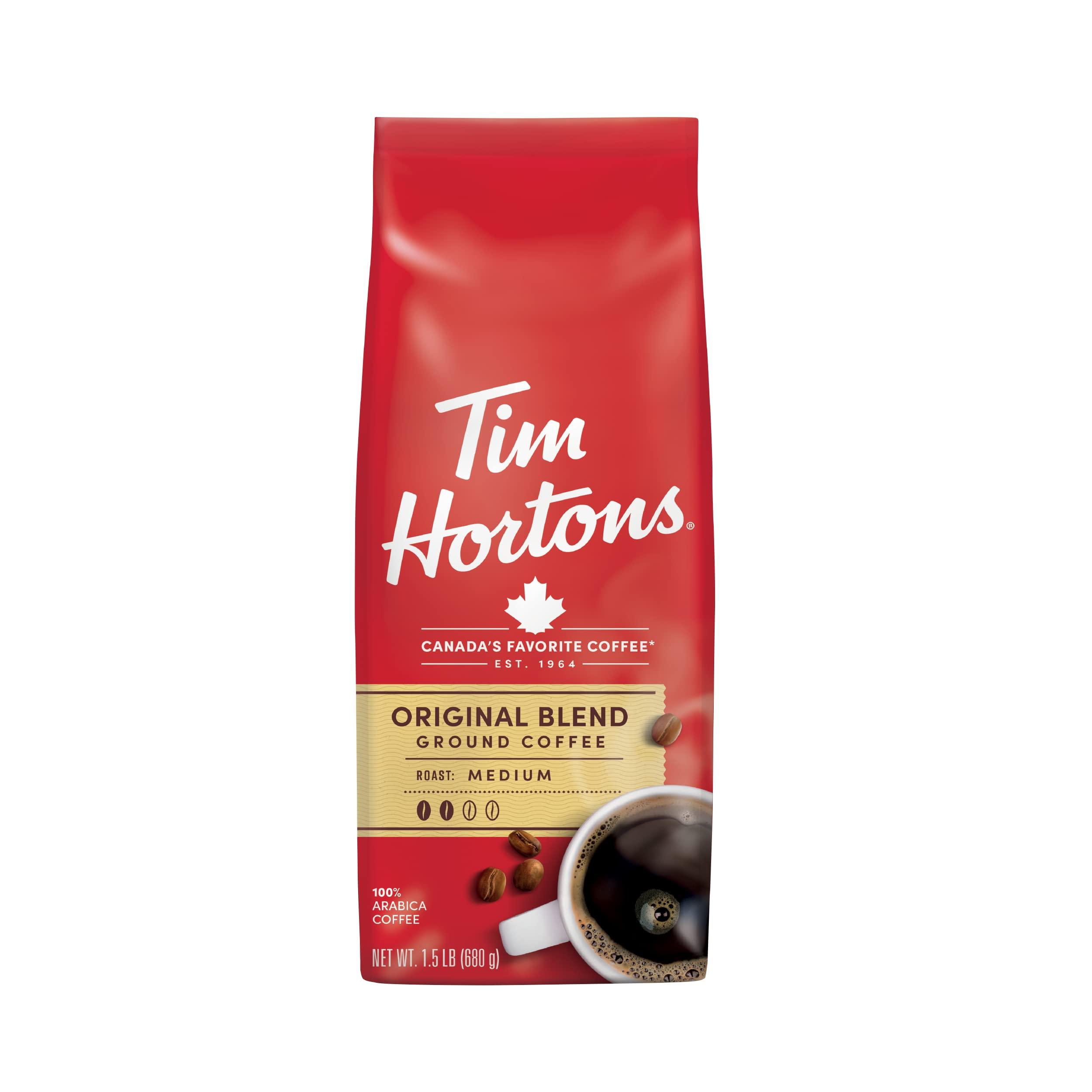 Tim Hortons Tim Hortons Original Blend, Medium Roast Ground Coffee, Made with 100% Arabica Beans, 24 Ounce Bag