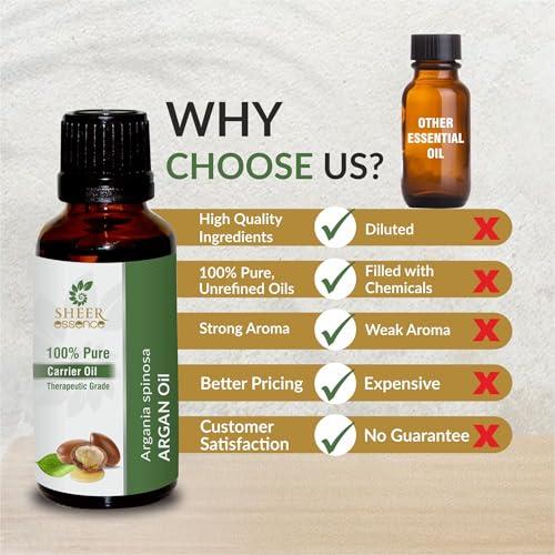 Sheer Essence Moroccan ARGAN Oil 100% Pure Undiluted Natural Uncut Therapeutic Grade Cold Pressed Carrier Oils for Skin, Hair and Aromatherapy 5000ML
