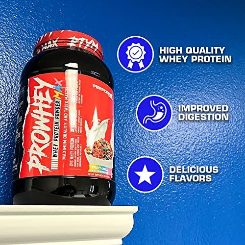 Performax Labs ProWhey Max Whey Protein Powder | Maximum Quality and Taste | 24g Protein with Added Digestive Enzymes | Delicious Flavors (Cinnamon Cereal, 2 Pounds)