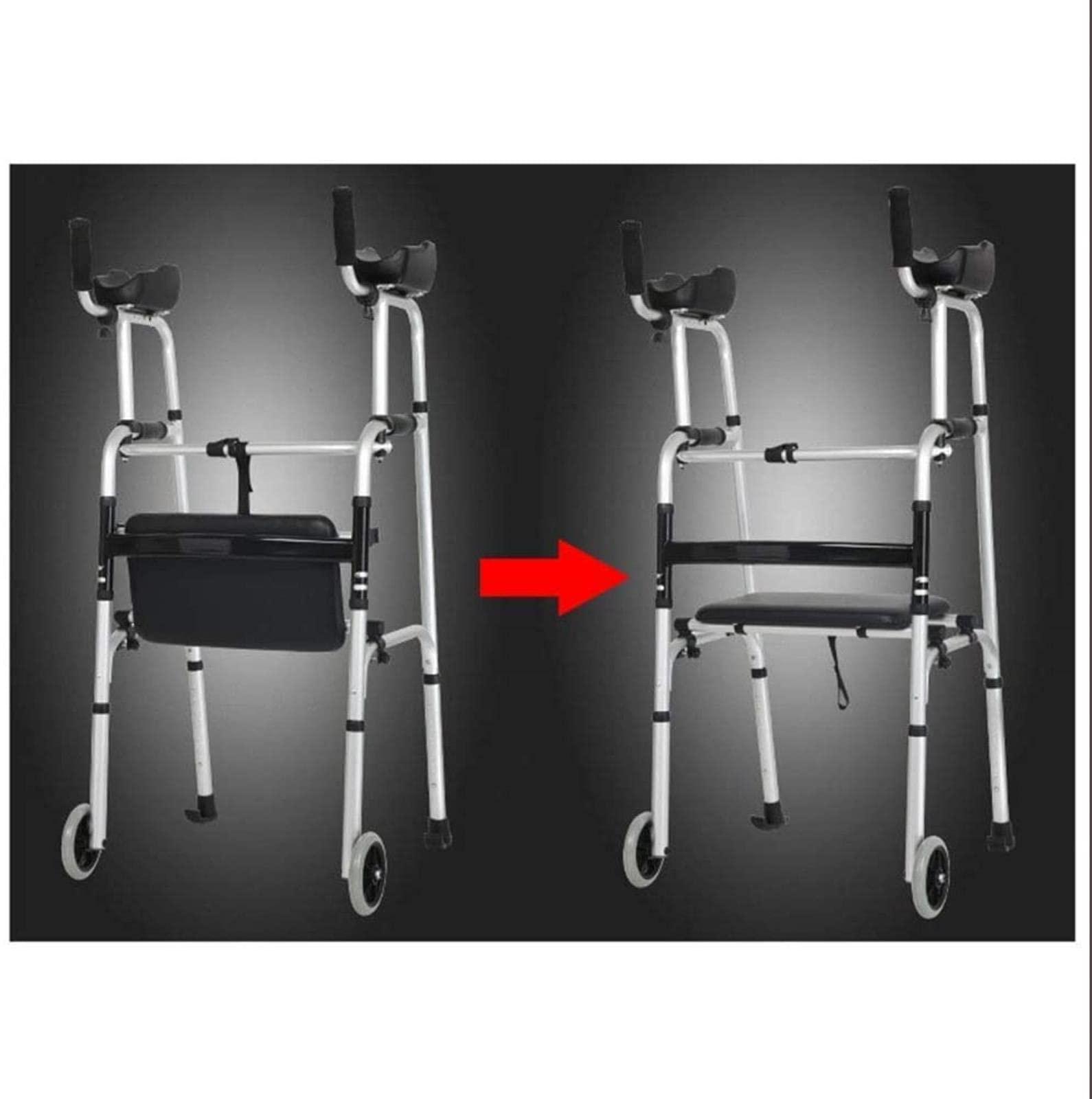 BHANAY Rollator Walker Mobility Walking Aid for Adult Elderly Walker Old Man Standing Stand Disabled, Obese Patients Walking Frame Height Adjustable