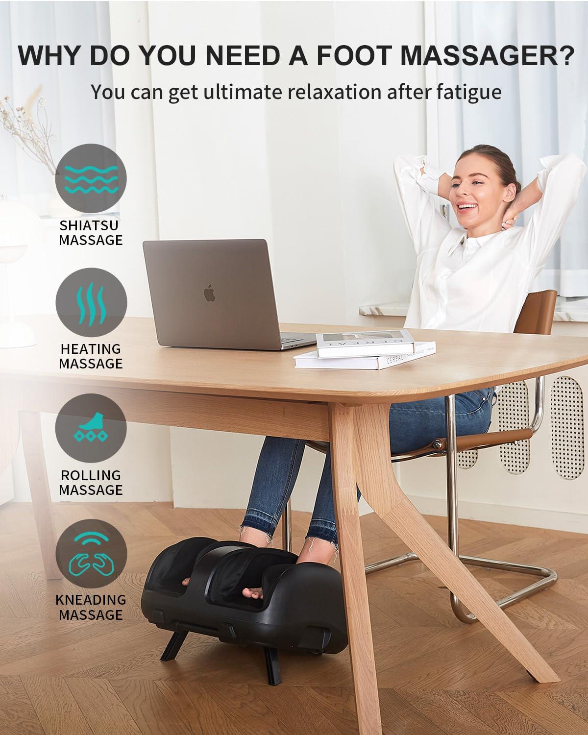 Nekteck Nekteck Foot Shiatsu Massager for Circulation and Pain Relief, Smart Electric Massage Machine with Heat, Deep Kneading, Vibration, Compression for Feet, Calf, Arm Muscle Relax Black (APP Control)