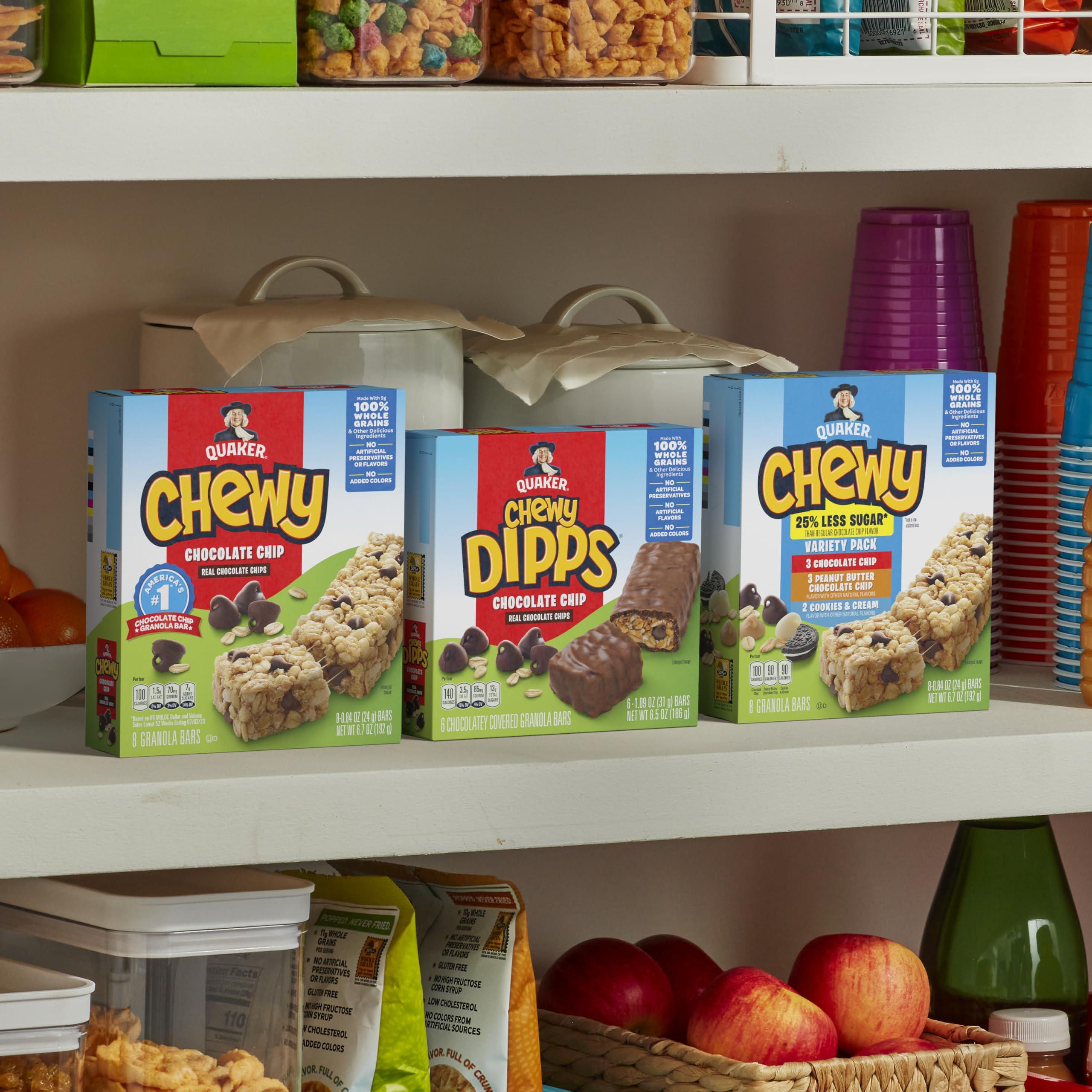 Quaker Quaker Chewy Granola Bars, Chewy & Dipps 4 Flavor Variety Pack, 58 Pack, Chocolate Chip, Peanut Butter Chocolate Chip, Smores flavors