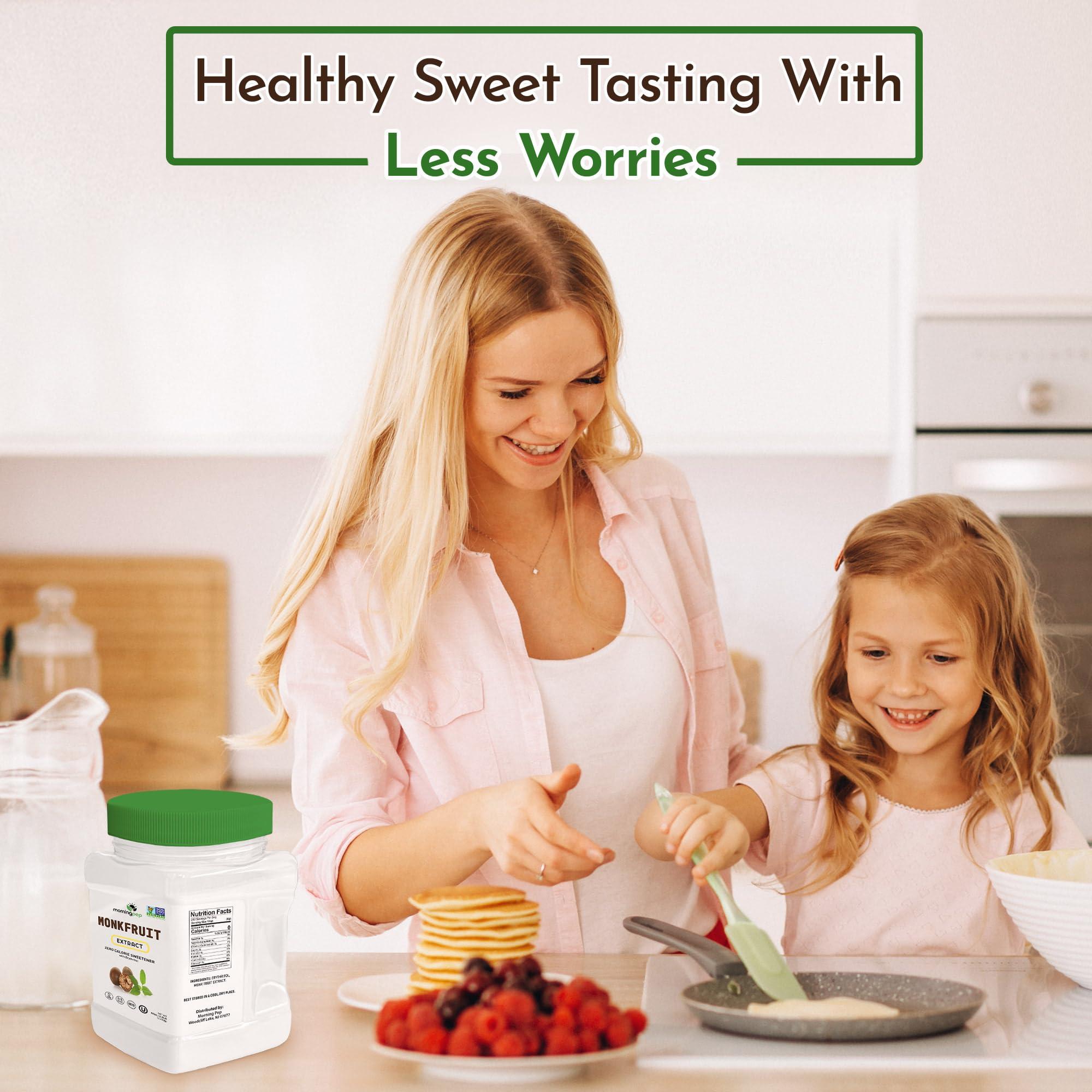 Morning Pep Morning Pep 100% Pure Monk Fruit extract sweetener, No Erythritol, Monkfruit Extract Powder, NON-GMO Project Verified, Keto Certified, OU kosher, No Fillers Zero Calories | Over 450 Servings | 5 oz