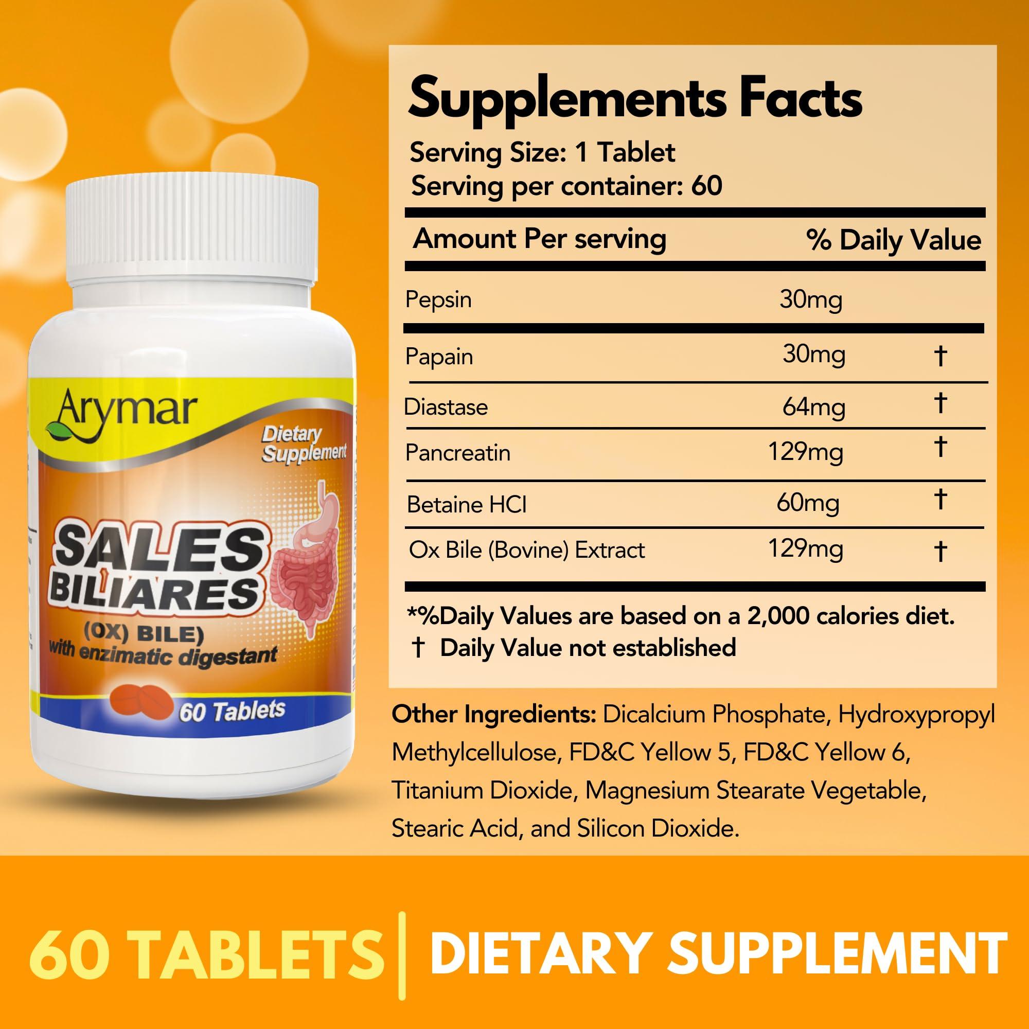 Arymar Arymar Sales Biliares Ox Bile with Digestive Enyzmes 60 Tabs