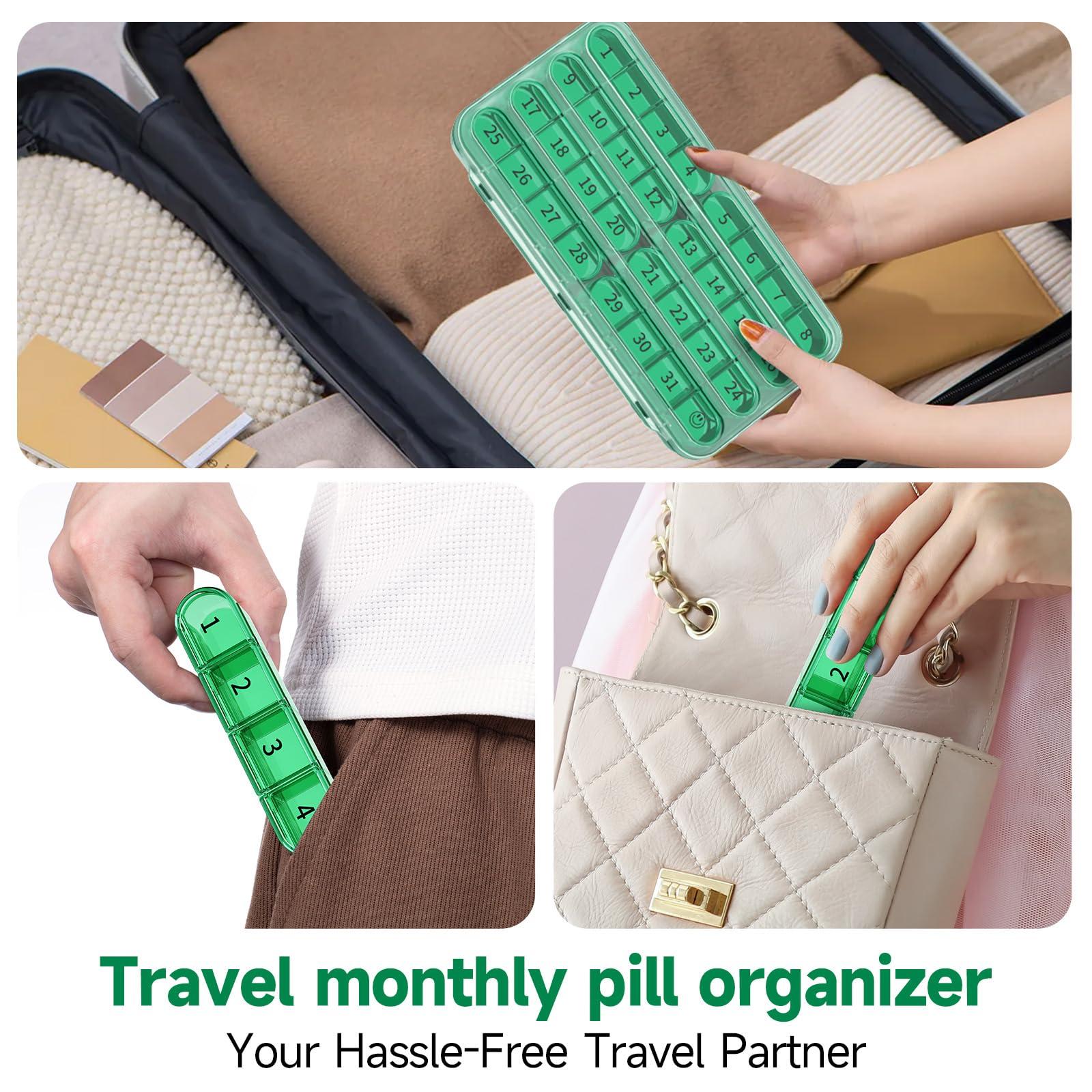 Zoksi Zoksi Monthly Pill Organizer 1 Time a Day, 30 Day Pill Box Organizer Once a Day, One Month Large Pill Case for Travel, 31 Day Daily Medcine Container for Vitamins, Supplement & Medication (Olive)