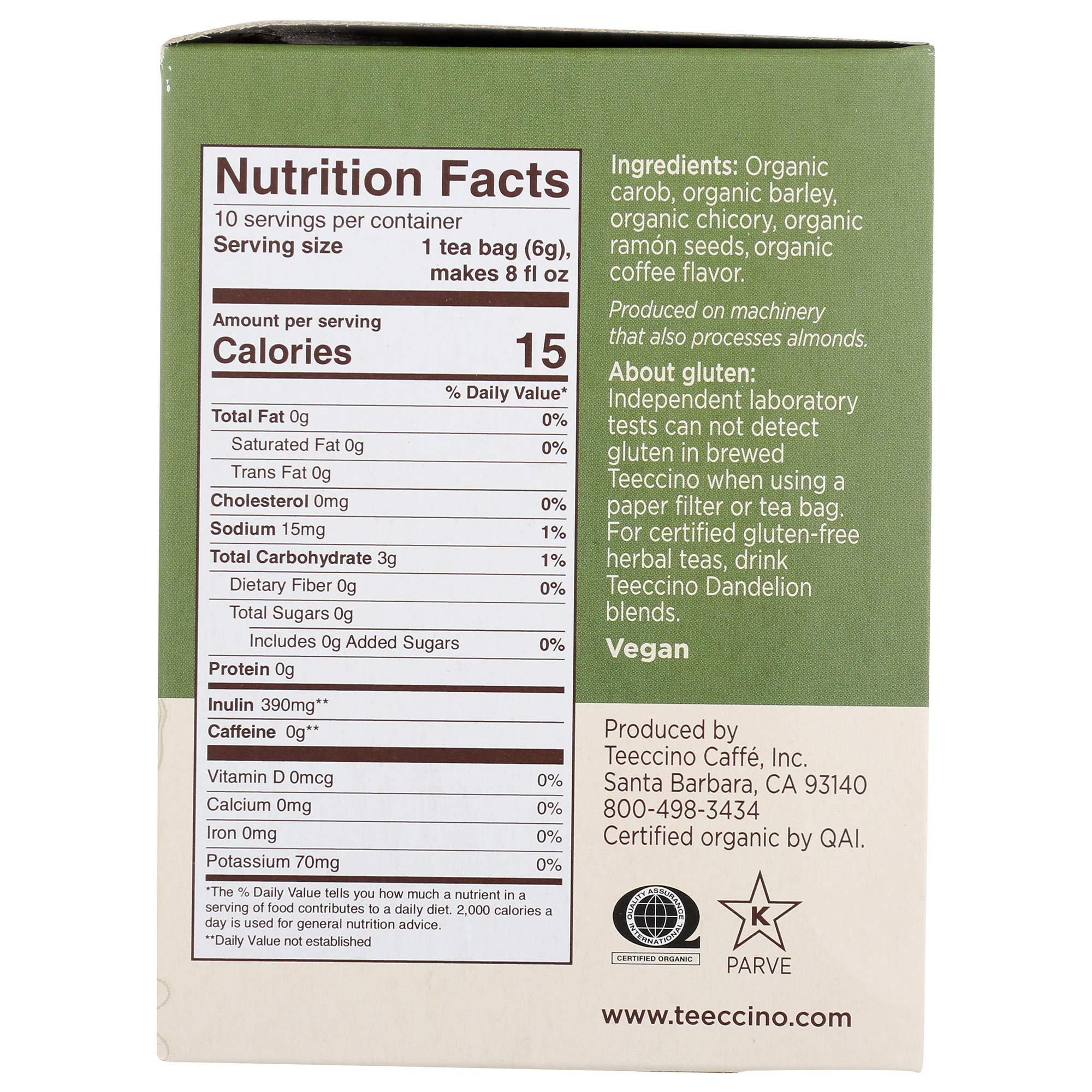 Teeccino Teeccino French Roast Herbal Tea - Rich & Roasted Herbal Tea Thats Caffeine Free & Prebiotic for Natural Energy, Coffee Alternative, 10 Tea Bags