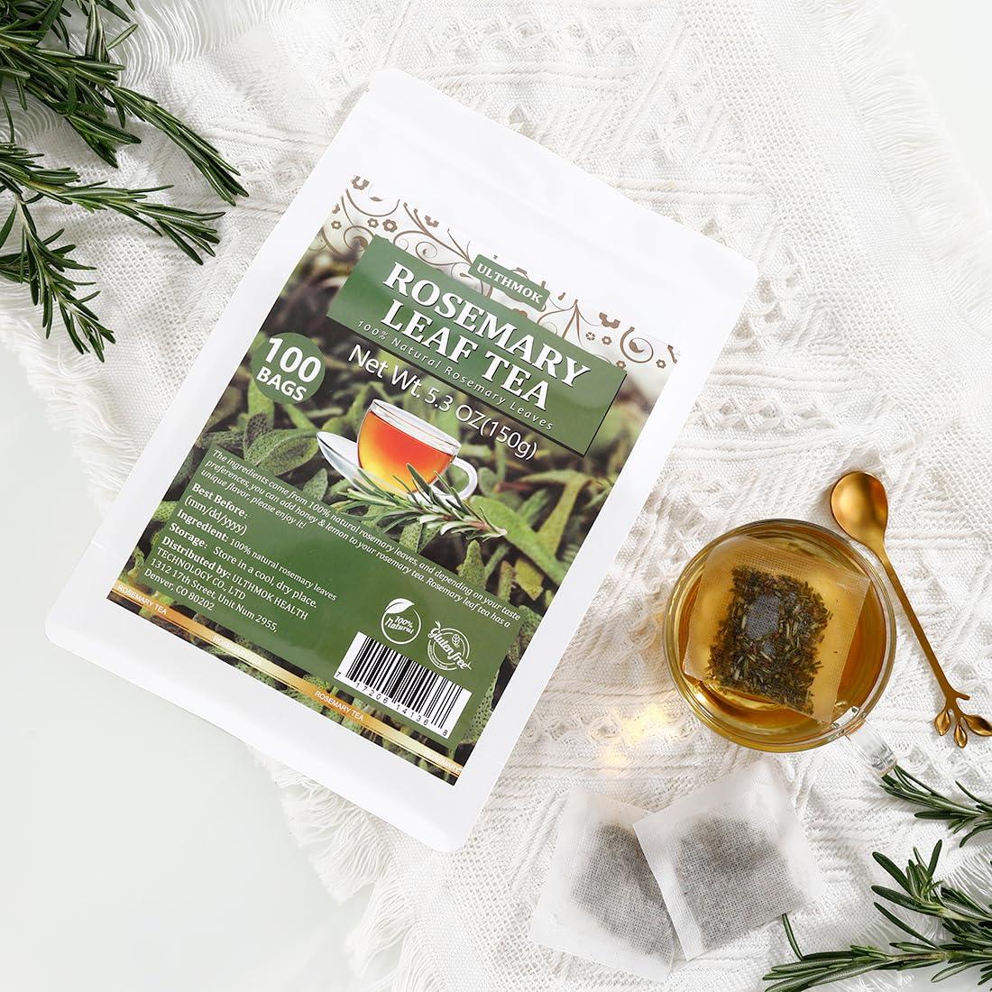 ULTHMOK Premium Rosemary Tea Bags, 100 Teabags. Made with 100% Pure Natural Rosemary Leaves,No Additives & Caffeine Free.