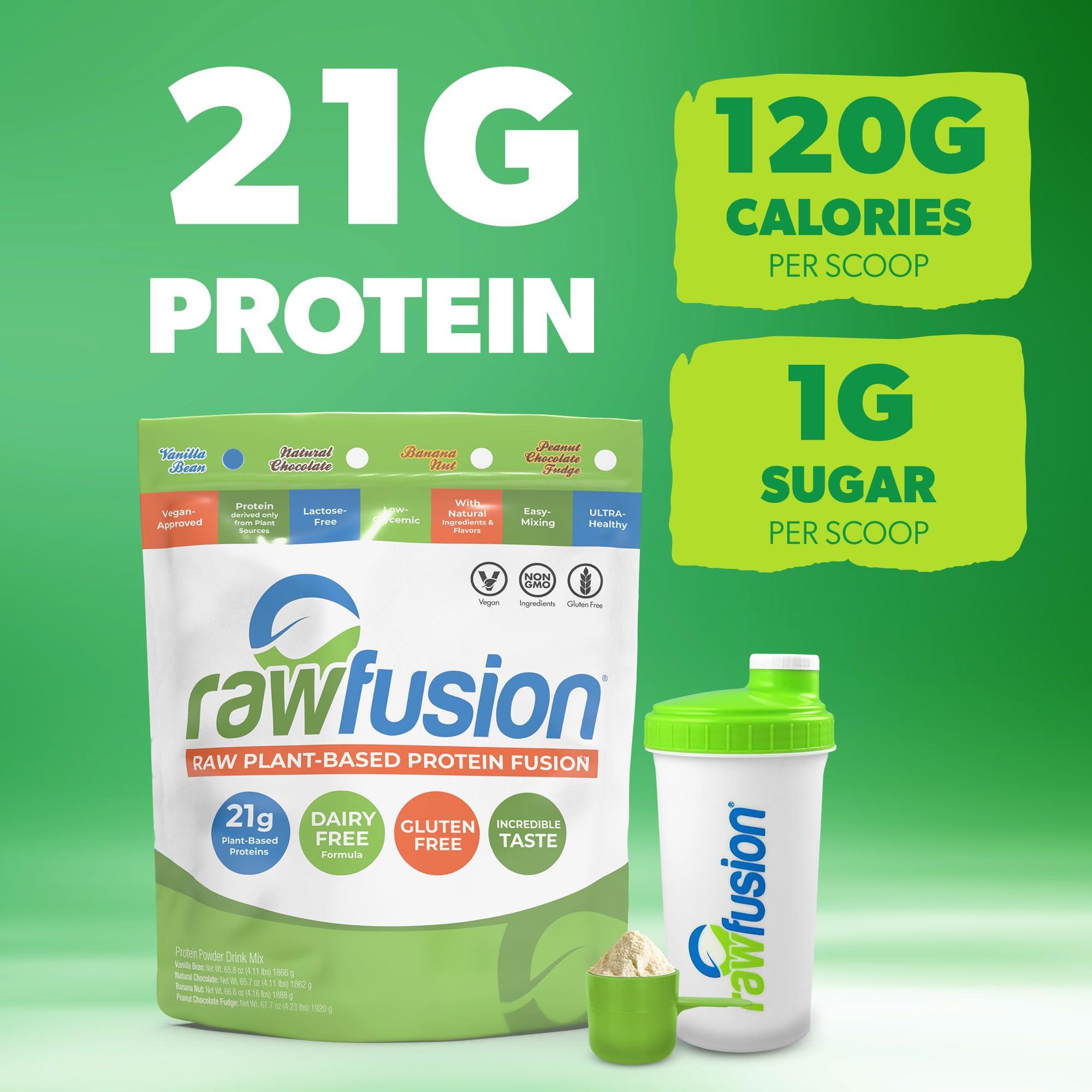 SAN Rawfusion- Vegan Protein Powder, Vanilla Bean - 60 Servings 21g of Plant Based Protein, Low Net Carbs, Non-Dairy, Gluten/ Lactose Free, Soy Free, Kosher, Non-GMO, 4lbs Pound