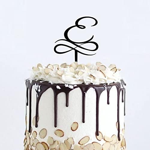 PENGEPENGE Letter D Shaped Cake Topper Acrylic Cake Topping Birthday Party Cake Decorations Double Sided Black 6inch